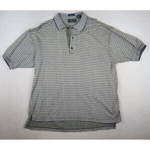 TURNING POINT GOLF - MEN'S BLACK & GREEN PRINT SHORT SLEEVE POLO SHIRT - SIZE L